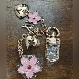 Louis Vuitton Pink and Gold Murikami Flower Keychain